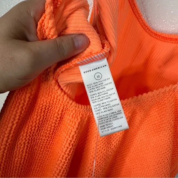 Good American Neon‎ Orange One Piece Swimsuit Size 5/6